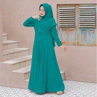 Maira Syari Gamis Plus Hijab Terbaru 2023 Set Syari Jumbo wanita mewah baju pengajian plus kerudung