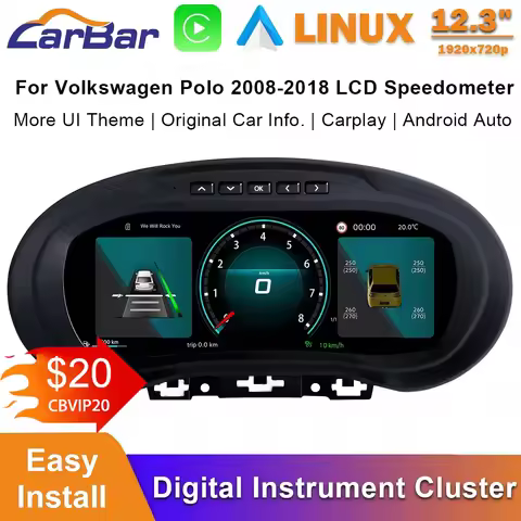 Carbar LCD Digital Dashboard Cluster For Volkswagen Polo 2008-2018 LCD Speedometer Instrument Cluste