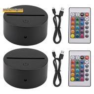 2 Pack 3D Night LED Light Lamp Base + Remote Control + USB Cable, 16 Colors Light Show Display Stand