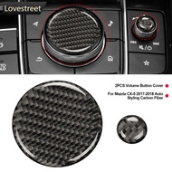 【L.O.V.E】 2Pcs Car Real Volume Button Cover Trim for Mazda 3 2020-2023 Auto Styling Carbon Fiber R7U