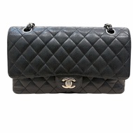 CHANEL 香奈兒 CF25 黑色 荔枝皮 銀釦