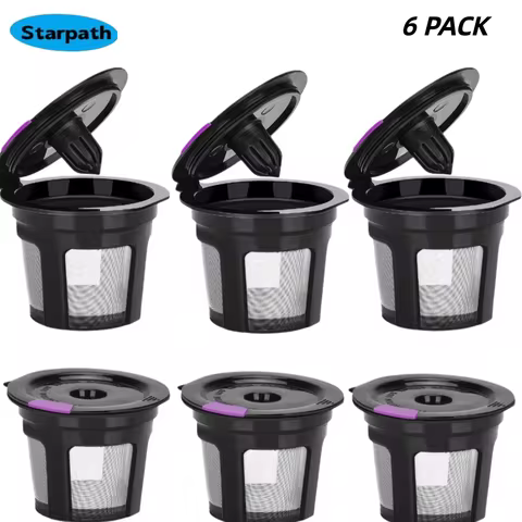 Eco-Friendly Reusable K-Cup Filters, 6 Pack - Food Grade Stainless Steel Mesh, Fits Keurig 1.0 & 2.0