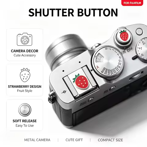 Soft Cute Fruit Camera Shutter Button Hot Shoe Cover Set Metal Watermelon Strawberry for Fujifilm XT