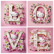 【HF】Stereoscopic 5D Diamond Painting Hello Kitty 26 English Letters Round Diamond Stickers Wall Pain