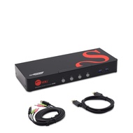 SIIG 4K DisplayPort 4-Port KVM Switch with Audio and Microphone, DP 1.2 4K60, USB 3.0 x4, USB 2.0 x2