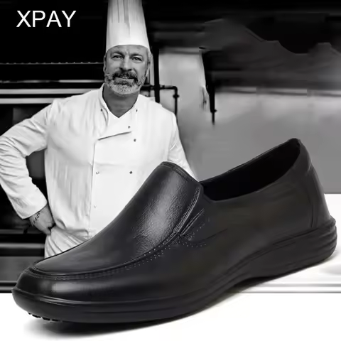 Black chef shoes men skid-proof sole kitchen shoes chef safety shoes oil-proof and waterproof workin