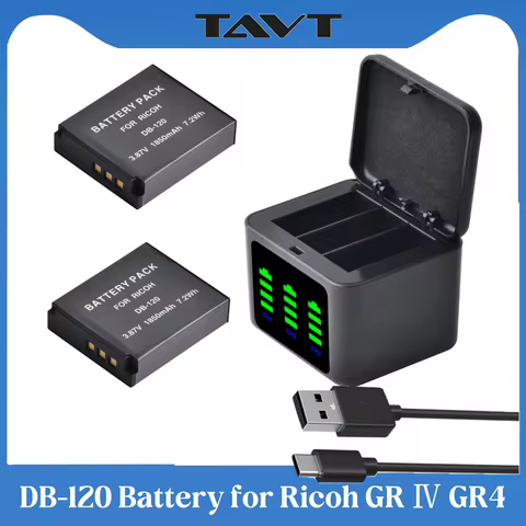 TAVT DB-120 Rechargeable Battery+3 Slots Storage Box Charger for Ricoh GR Ⅳ GR4 Camera DB 120 Dual B