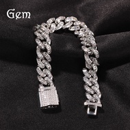 Hip-hop Pure T-square Cuban Bracelet Trendy Ins Style Diamond-set Large Gold Chain Mens Bracelet Jew