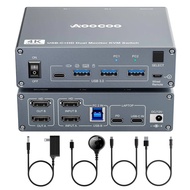 4K@60Hz USB C HDMI KVM Switch for 1 PC and 1 Laptop ,Dual Monitor Sharing 2 Monitor and 4 USB3.0 Dev