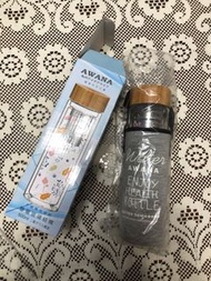 （送可愛熊貓口罩夾）AWANA】竹蓋濾網雙層玻璃杯500ml附杯套