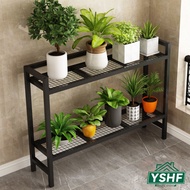 YSHF Flower Rack Cast Iron Metal Plant Stand 2 Tiers Ladder Shelf