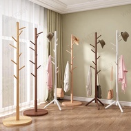 Solid Wood Bamboo Coat Hanger Rack Hanging Pole Standing Hat Bag Cap Clothes Stand Wooden Penyangkut