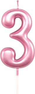 3rd Birthday Candle Three Years Pink Happy Birthday Number 3 Candles for Cake Topper Decoration for 