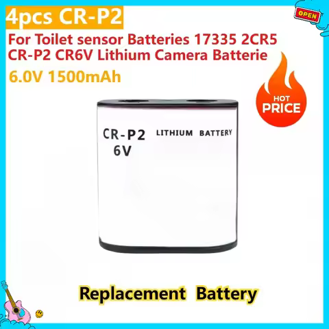 6.0V 1500mAh 4pcs CR-P2 Toilet sensor Batteries 17335 2CR5 CR-P2 CR6V Lithium Replacement Digital Ba