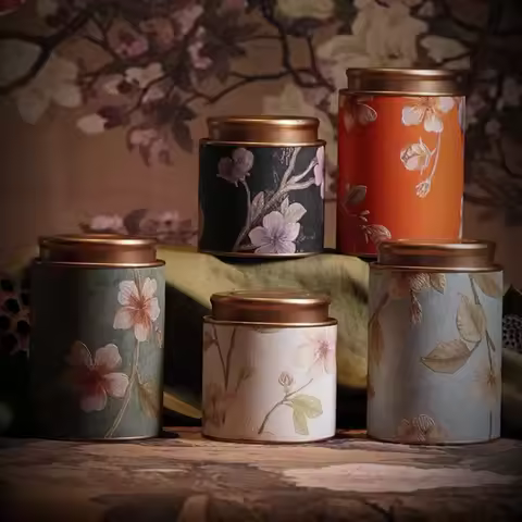 1Pcs Mini Tea Canister With Lid Candy Tins Matcha Container Sugar Coffee Caddy Storage Retro Tea Ket