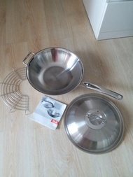Fissler Original Profi Premium Stainless Steel Long Handled Wok with Lid