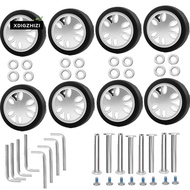 8pcs Luggage Wheels Replacement Kit,Dia 2in/50mm Thick 0.47in/12mm Resistant Rubber Mute Caster Repl