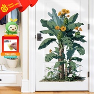 Wall Sticker PVC Self-Adhesive Removable Waterproof Tropical Plant Large Background Pattern 54x84cm 