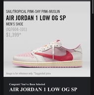 US9.5 倒勾Nike Air Jordan 1 Low OG SP 男裝鞋