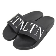 狀況極佳 ▲ Valentino Garavani Garavani A4100396 VLTN 標誌拖鞋，橡膠涼鞋，黑色，40 碼，附防塵袋，義大利製造，男士。