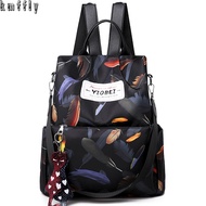 Women Anti-theft Oxford Cloth Backpack Travel Bag Waterproof  Backpack Letter Purse Mobile Phone Bag Black One