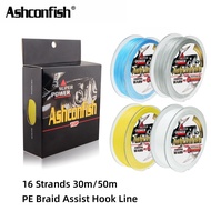 Ashconfish 30M/50M 16 Strands PE Braided Assist Hooks Line 150-500LB Saltwater Fishing Line DIY Trol