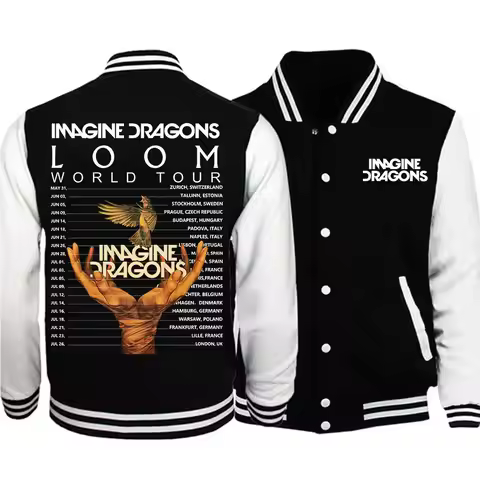 2025 Imagine Dragons Loom World Tour Baseball Uniform Hoodie Jacket Unisex Harajuku Baseball Jacket 
