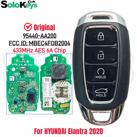 SOLOKEYS 95440-AA200 FCC ID: MBEC4FOB2004 433MHz AES 6A Chip For HYUNDAI Elantra 2020 Smart Remote C