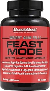 MuscleMeds Feast Mode Appetite Stimulant Weight Gain Pills Digestive Enzymes Safe and Effective 90 C