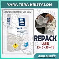 (REPACK) Agrishop Yara Tera Kristalon Label 15-5-30+TE 500G NPK Fertilizer Foliar Baja Air