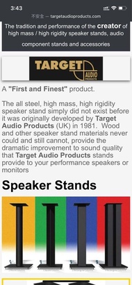 英國UK Target HR60B 24吋高鑄鐵書架喇叭腳架Speaker Stand （已入滿鐵沙）超重 連原裝釘腳
