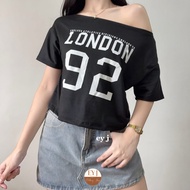 ASTRAH London 92 Asymmetrical Off Shoulder Top Print Causal Womenswear Blouse