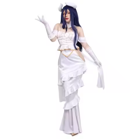 In Stock DAZCOS Anime Overlord Albedo Cosplay Costume Halloween Christmas Costume Cos Women White Dr