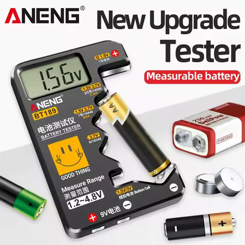 Battery Testers ANENG BT189 Portable for C,AA,AAA,D,N,9V 6F22 Batteries 1.5V 3V Button Cell Battery 