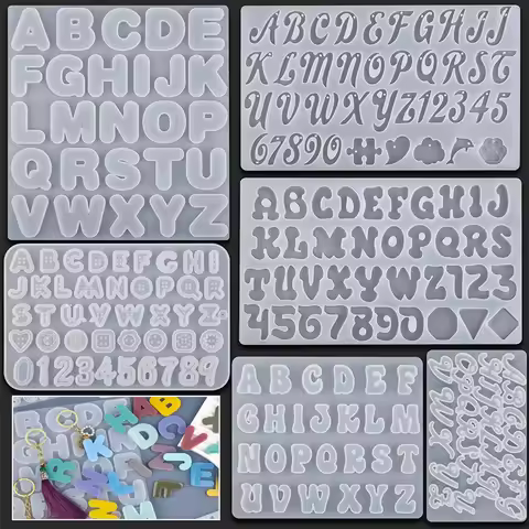 Keychain Alphabet Silicone Mold DIY Letter Number Epoxy Resin Mold Keychain Earring Pendant Epoxy Re