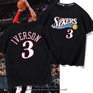230g Pure Cotton Short-Sleeved T Dropped Shoulder T-Shirt Y76ers Iverson No. 3 Men Women Summer Yout