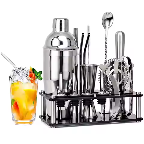 2025 New Stainless Steel Cocktail Shaker Set - Bartender Set with Stirring Stick/Spoon, Home Bar Mix