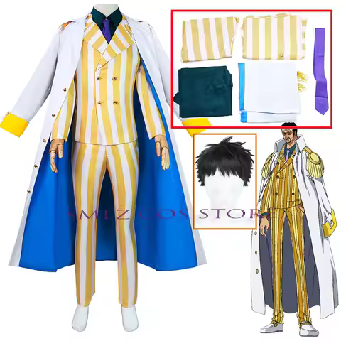 Anime Borsalino Cosplay Costume Admiral Kizaru Cloak And Uniform Suit Halloween Navy General Perform