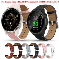 20mm Leather Smart Watch Band For Garmin VENU 2 Plus SQ Wrist Strap Forerunner 245 645 55 Vivoactive 3 Watchband Bracelet Correa