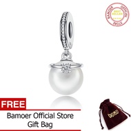 BAMOER จัดส่งฟรีของแท้925เงินสเตอร์ลิงเลียนแบบมุกหรูหรา & ใส CZ จี้มงกุฎเครื่องประดับสร้อยข้อมือ S92