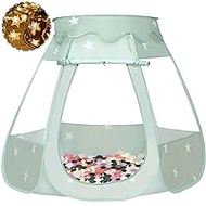 Baby Ball Pit for Toddler with Star Lights, Kids Pop Up Play Tent for Girls, Princess Toys Gifts for Children Indoor &amp; Outdoor Playhouse (Celadon, 109x90cm/2m Star Lights)