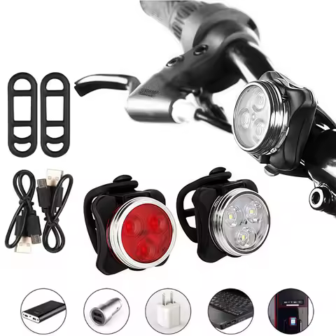 1/2PCS USB charging bike lights bike headlights taillights COB mountain bike warning lights riding a