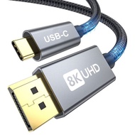 LONGON USB C To Displayport 1.4สาย8K60hz 4K144hz 2K240hz 5K Type C ถึง DP 1.4สาย Thunderbolt 4/3สำหร