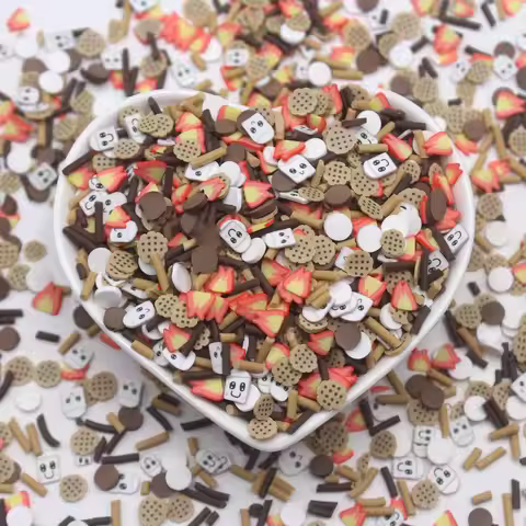 100g/Lot Tumbler Slime Accessories Smores Flame Long Candy Cookies Mixed Clay Slices Sprinkles for D