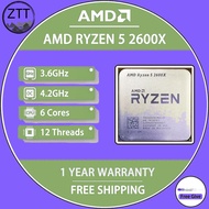 ใช้ AMD Ryzen 5 2600X 2600X R5 3.6กิกะเฮิรตซ์หกคอร์สิบสองเธรด95วัตต์เครื่องประมวลผลซีพียูเบ้า YD260X