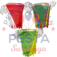 MERAH 17th August Red and White Fabric Triangle Flag (1 Set of 15 Flags)