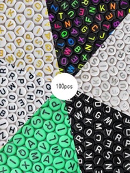 100 cuentas acrílicas en varios estilos y colores, incluidas cuentas de letras en blanco y negro, para hacer joyas de bricolaje de pulseras y collares para mujeres y niñas