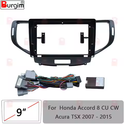 Car Radio Fascias Frame For Honda Accord CU CW Acura TSX 2007-2015 9 inch Stereo Panel Wiring Harnes