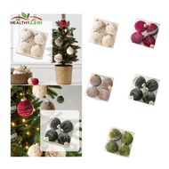 [HtongMY] 4 Velvet Christmas Baubles, Christmas Tree Hanging Baubles with Hanging Hole, Christmas De
