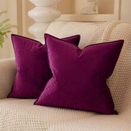 1pc Velvet Edged Square Cushion Cover, Solid Color For Sofa, Bedroom, Car, 18 X 18 Inch / 45 X 45 Cm